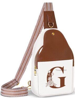 PU Leather Personalized Crossbody Bag with Initial Letter Sling Bag Travel Gift